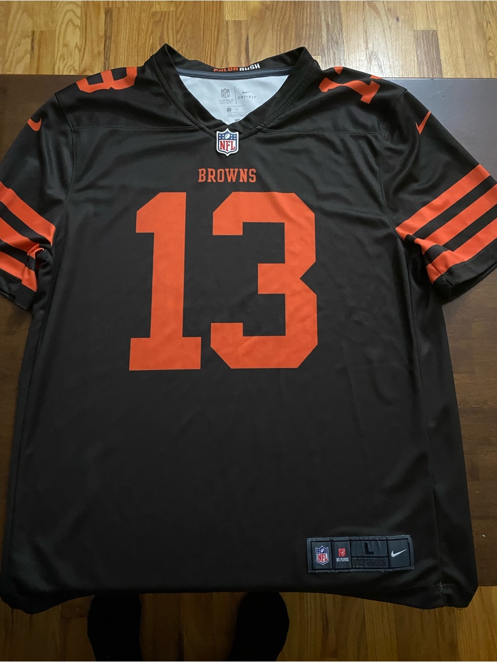 NFL Browns Men's Black and Orange #13 Jersey